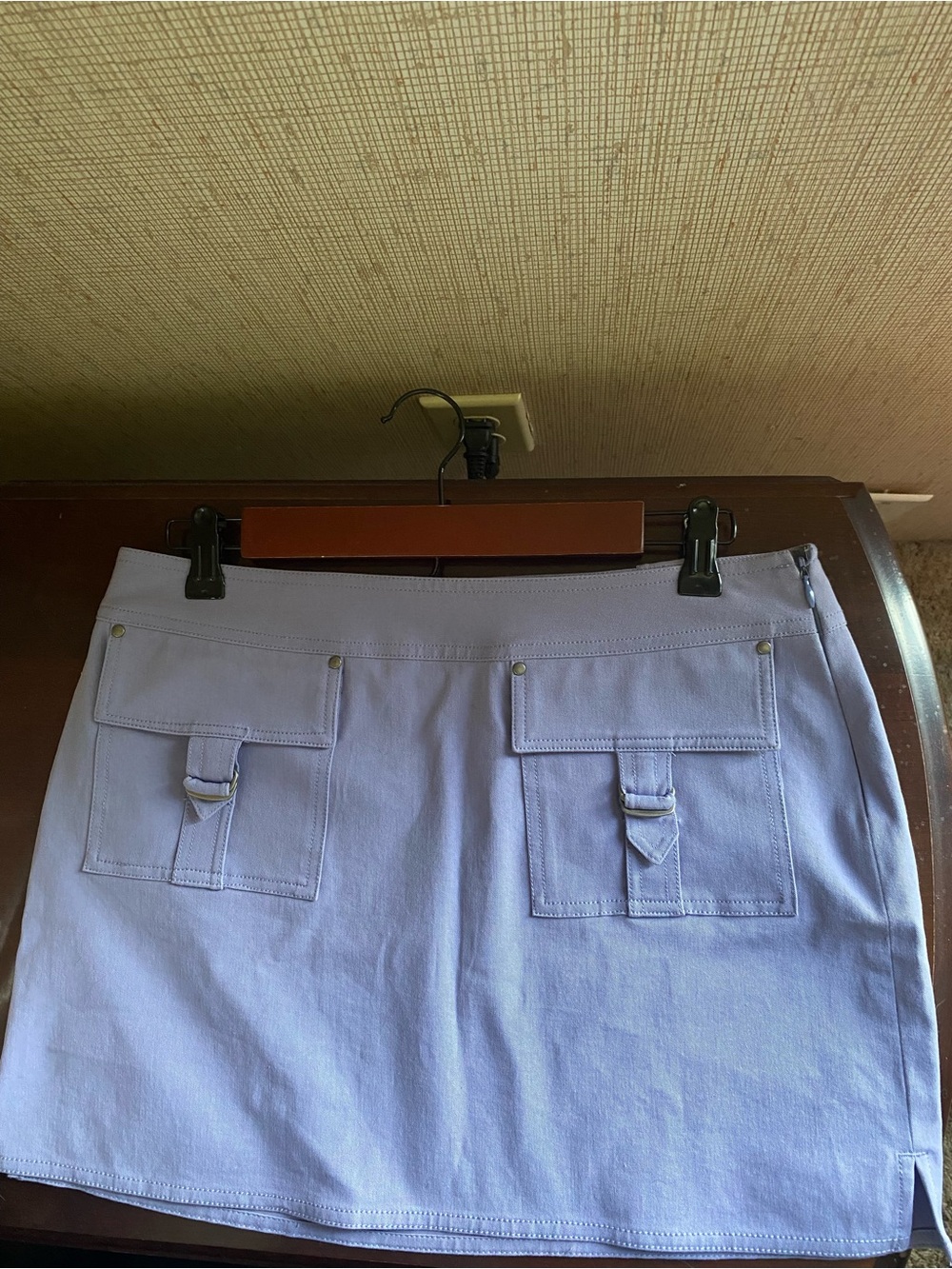 Express Lavender Cargo Mini Skirt with Pocket Flap Details “Very Nice”!